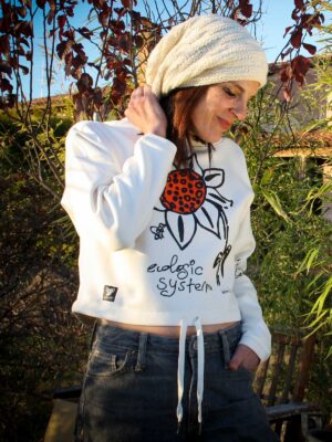 Girasol. Sudadera Crop Mujer Algodón BIO + RPET